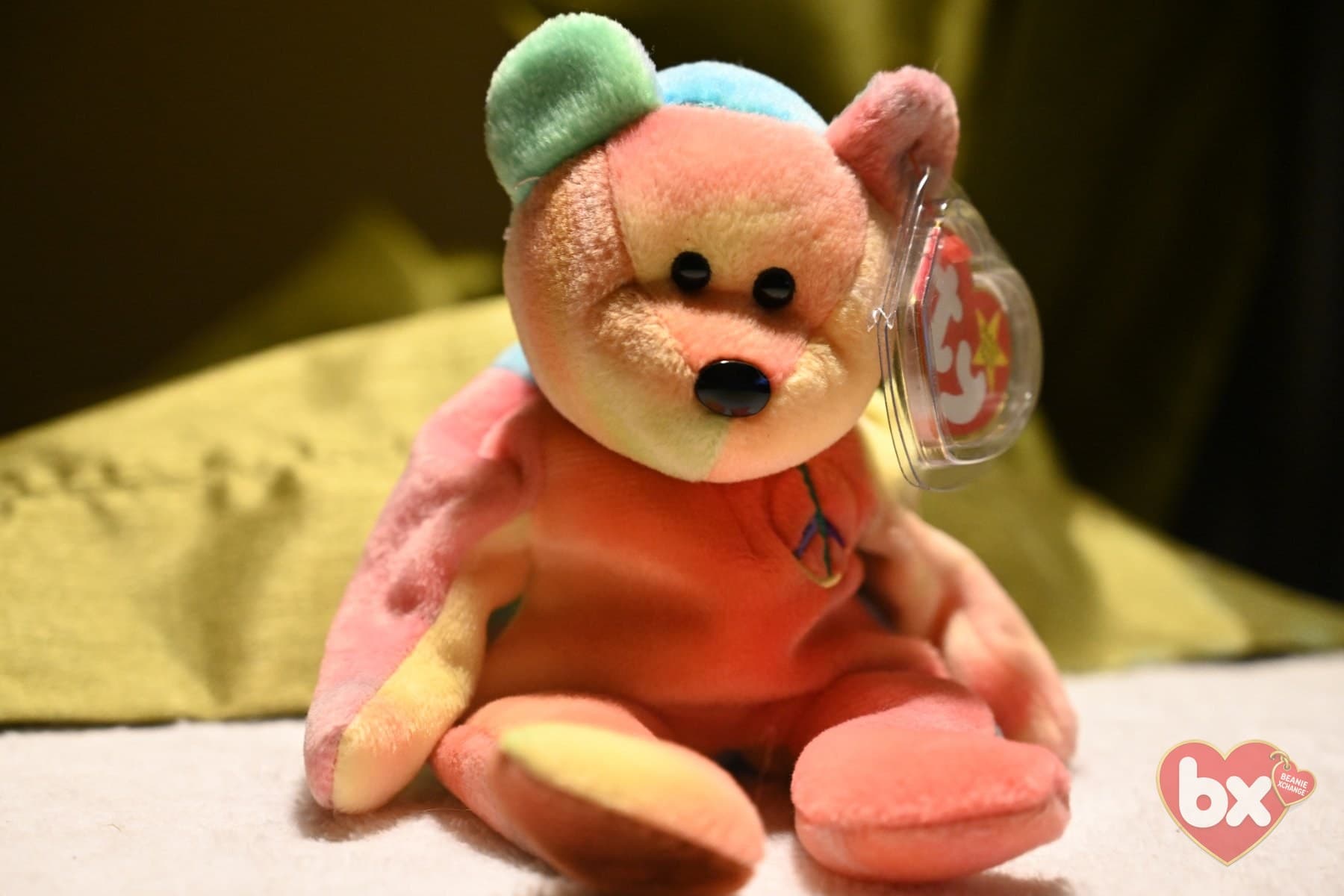 Ty Peace Bear 1996 Style 4053 Retired MWMT Tie-Dye Beanie Baby