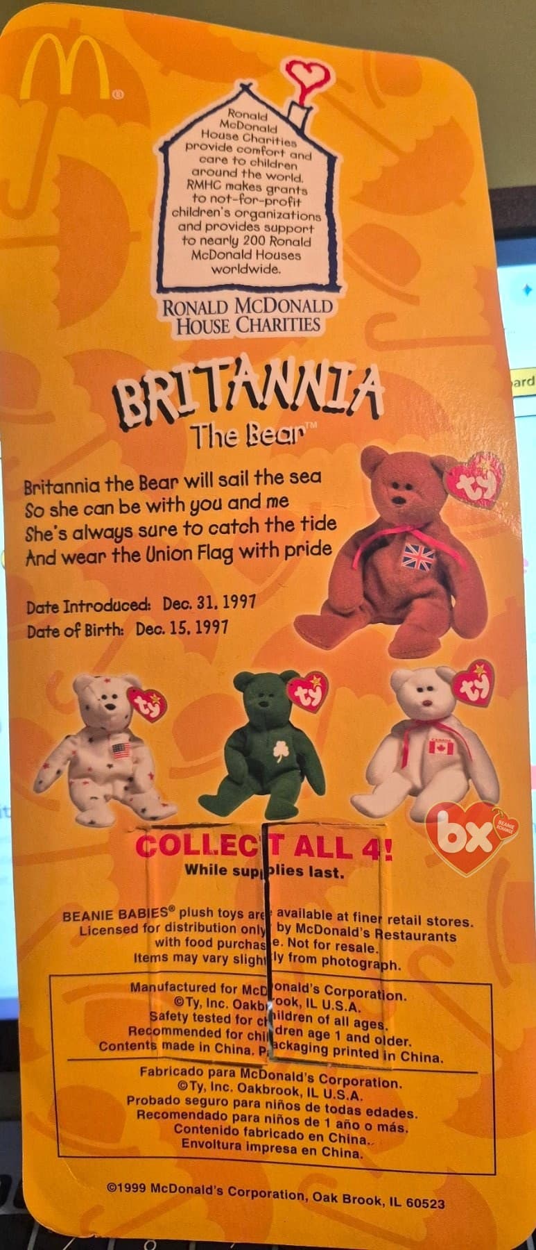 Britannia — Ty Beanie Baby bear (1997) (photo 3)