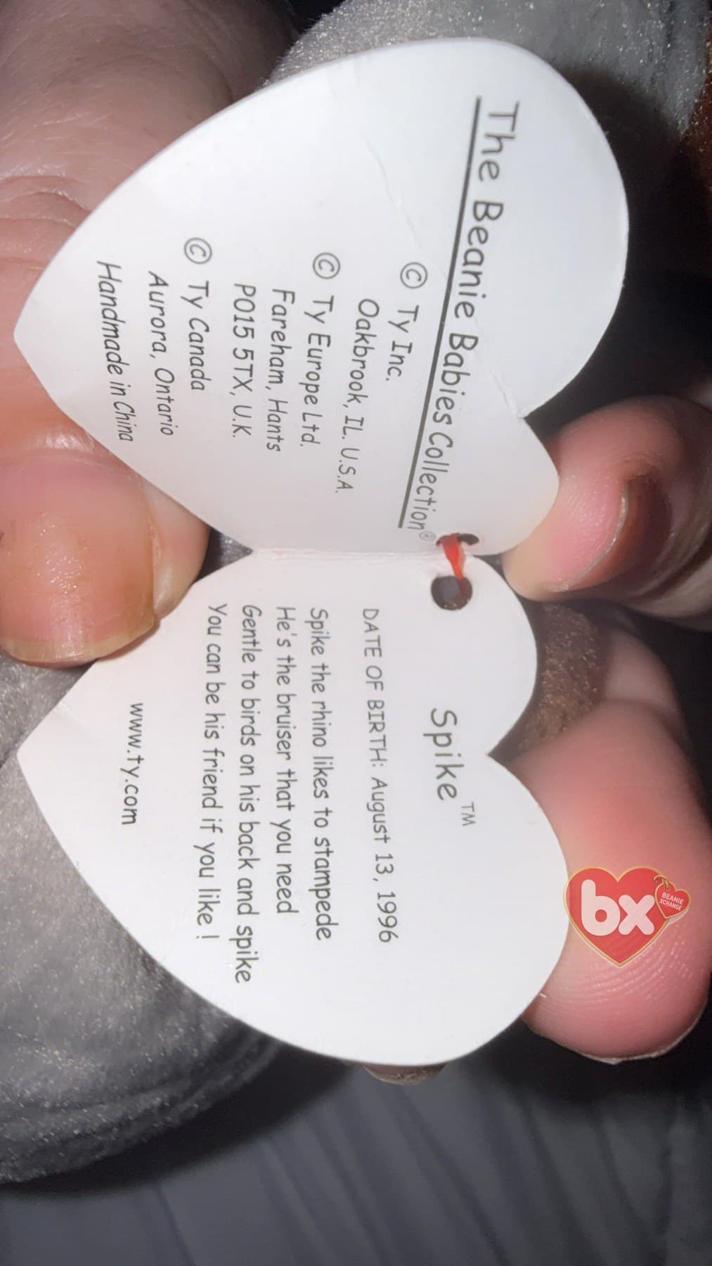Spike — Ty Beanie Baby rhinoceros (1996) (photo 2)