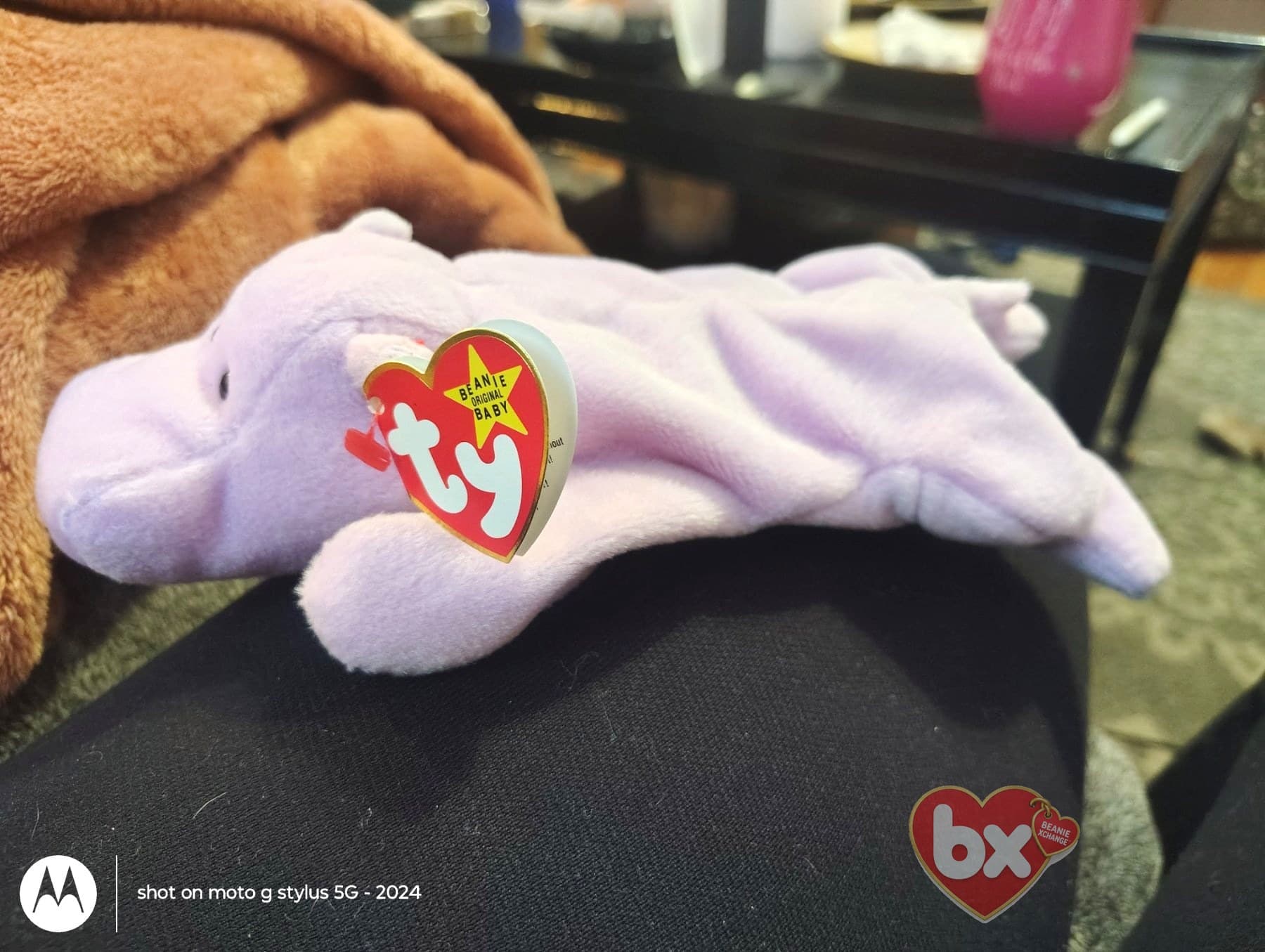 Happy (lavender) — Ty Beanie Baby hippopotamus Happy (lavender) — Ty Beanie Baby hippopotamus