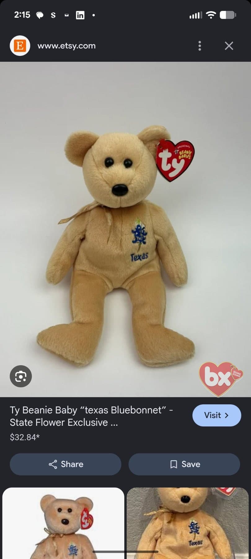 Texas Bluebonnet — Ty Beanie Baby bear Texas Bluebonnet — Ty Beanie Baby bear